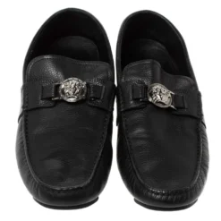 Versace Black Leather Medusa Detail Slip On Loafers Size 43 For Men -Versace Official Website luxury men versace used shoes p310595 006