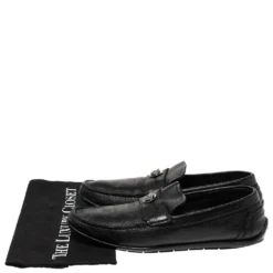 Versace Black Leather Medusa Detail Slip On Loafers Size 42 For Men -Versace Official Website luxury men versace used shoes p310619 007