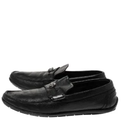 Versace Black Leather Medusa Detail Slip On Loafers Size 42 For Men -Versace Official Website luxury men versace used shoes p310619 008
