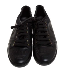 Versace Black Perforated Leather Low Top Sneakers Size 42 For Men -Versace Official Website luxury men versace used shoes p315083 003