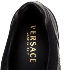 Versace Black Perforated Leather Low Top Sneakers Size 42 For Men -Versace Official Website luxury men versace used shoes p315083 005