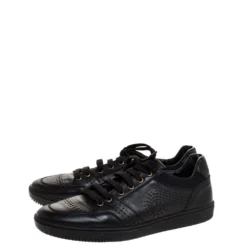 Versace Black Perforated Leather Low Top Sneakers Size 42 For Men -Versace Official Website luxury men versace used shoes p315083 006