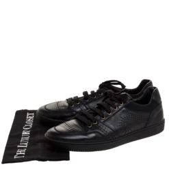 Versace Black Perforated Leather Low Top Sneakers Size 42 For Men -Versace Official Website luxury men versace used shoes p315083 008