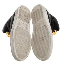 Versace Black Leather Palazzo Medusa High Top Sneakers Size 40 For Men -Versace Official Website luxury men versace used shoes p316262 003