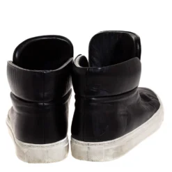 Versace Black Leather Palazzo Medusa High Top Sneakers Size 40 For Men -Versace Official Website luxury men versace used shoes p316262 004