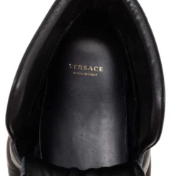 Versace Black Leather Palazzo Medusa High Top Sneakers Size 40 For Men -Versace Official Website luxury men versace used shoes p316262 006