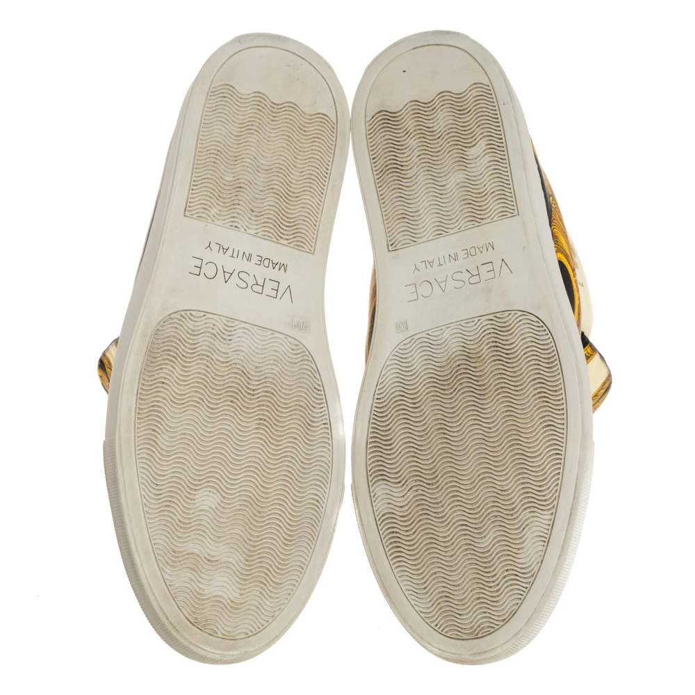 Versace Cream Tigris Print Leather Palazzo Medusa High Top Sneakers Size 38 For Men 6 Versace Cream Tigris Print Leather Palazzo Medusa High Top Sneakers Size 38 For Men - Image 6