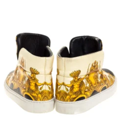Versace Cream Tigris Print Leather Palazzo Medusa High Top Sneakers Size 38 For Men 12 Versace Cream Tigris Print Leather Palazzo Medusa High Top Sneakers Size 38 For Men -Versace Official Website luxury men versace used shoes p316294 005