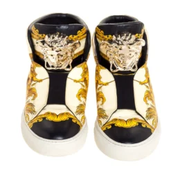 Versace Cream Tigris Print Leather Palazzo Medusa High Top Sneakers Size 38 For Men 10 Versace Cream Tigris Print Leather Palazzo Medusa High Top Sneakers Size 38 For Men -Versace Official Website luxury men versace used shoes p316294 006