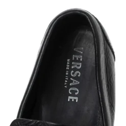 Versace Black Leather Meander Pattern Medusa Loafers Size 43 For Men -Versace Official Website luxury men versace used shoes p316756 004