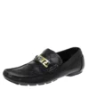 Versace Black Leather Meander Pattern Medusa Loafers Size 43 For Men