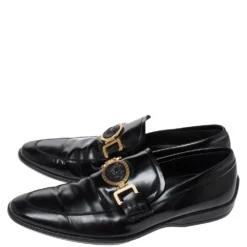Versace Black Leather Medusa Slip On Loafers Size 43 For Men -Versace Official Website luxury men versace used shoes p317626 001