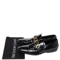 Versace Black Leather Medusa Slip On Loafers Size 43 For Men -Versace Official Website luxury men versace used shoes p317626 008