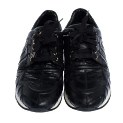 Versace Black Lizard, Ostrich And Croc Medusa Logo Low Top Sneakers Size 44 For Men -Versace Official Website luxury men versace used shoes p320134 004