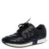 Versace Black Lizard, Ostrich And Croc Medusa Logo Low Top Sneakers Size 44 For Men