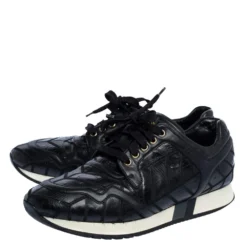 Versace Black Lizard, Ostrich And Croc Medusa Logo Low Top Sneakers Size 44 For Men -Versace Official Website luxury men versace used shoes p320134 008