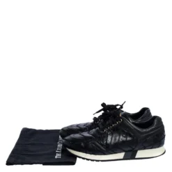 Versace Black Lizard, Ostrich And Croc Medusa Logo Low Top Sneakers Size 44 For Men -Versace Official Website luxury men versace used shoes p320134 009