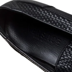 Versace Black Woven Leather Slip On Loafers Size 40 For Men -Versace Official Website luxury men versace used shoes p320170 008
