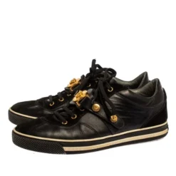 Versace Black Suede And Leather Medusa Low Top Lace Up Sneakers Size 41 For Men -Versace Official Website luxury men versace used shoes p322510 1599117885 004