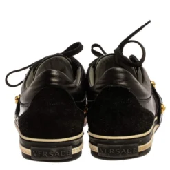 Versace Black Suede And Leather Medusa Low Top Lace Up Sneakers Size 41 For Men -Versace Official Website luxury men versace used shoes p322510 1599117891 005