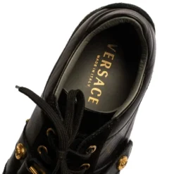 Versace Black Suede And Leather Medusa Low Top Lace Up Sneakers Size 41 For Men -Versace Official Website luxury men versace used shoes p322510 1599117901 008