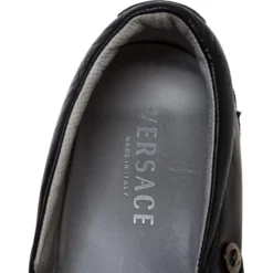 Versace Black Baroque Embroidered Leather Slip On Sneakers Size 41 For Men -Versace Official Website luxury men versace used shoes p322513 002
