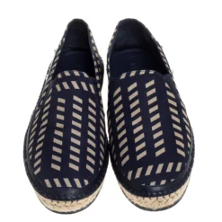 Versace Navy Blue Tribal Print Satin Espadrille Flats Size 42 For Men -Versace Official Website luxury men versace used shoes p322947 003