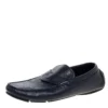 Versace Navy Blue Leather Slip On Loafers Size 40 For Men