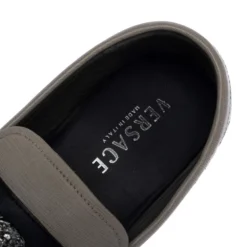 Versace Beige Leather Medusa Detail Slip On Loafers Size 43 For Men -Versace Official Website luxury men versace used shoes p325788 005