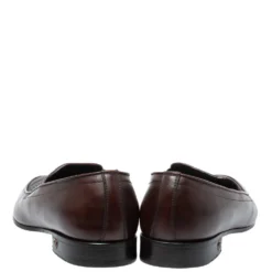 Versace Brown Woven Leather Slip On Loafers Size 46 For Men -Versace Official Website luxury men versace used shoes p336201 003