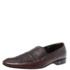 Versace Brown Woven Leather Slip On Loafers Size 46 For Men