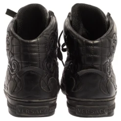 Versace Black Embroidered Leather Medusa High Top Sneakers Size 43 For Men 12 Versace Black Embroidered Leather Medusa High Top Sneakers Size 43 For Men -Versace Official Website luxury men versace used shoes p339963 005