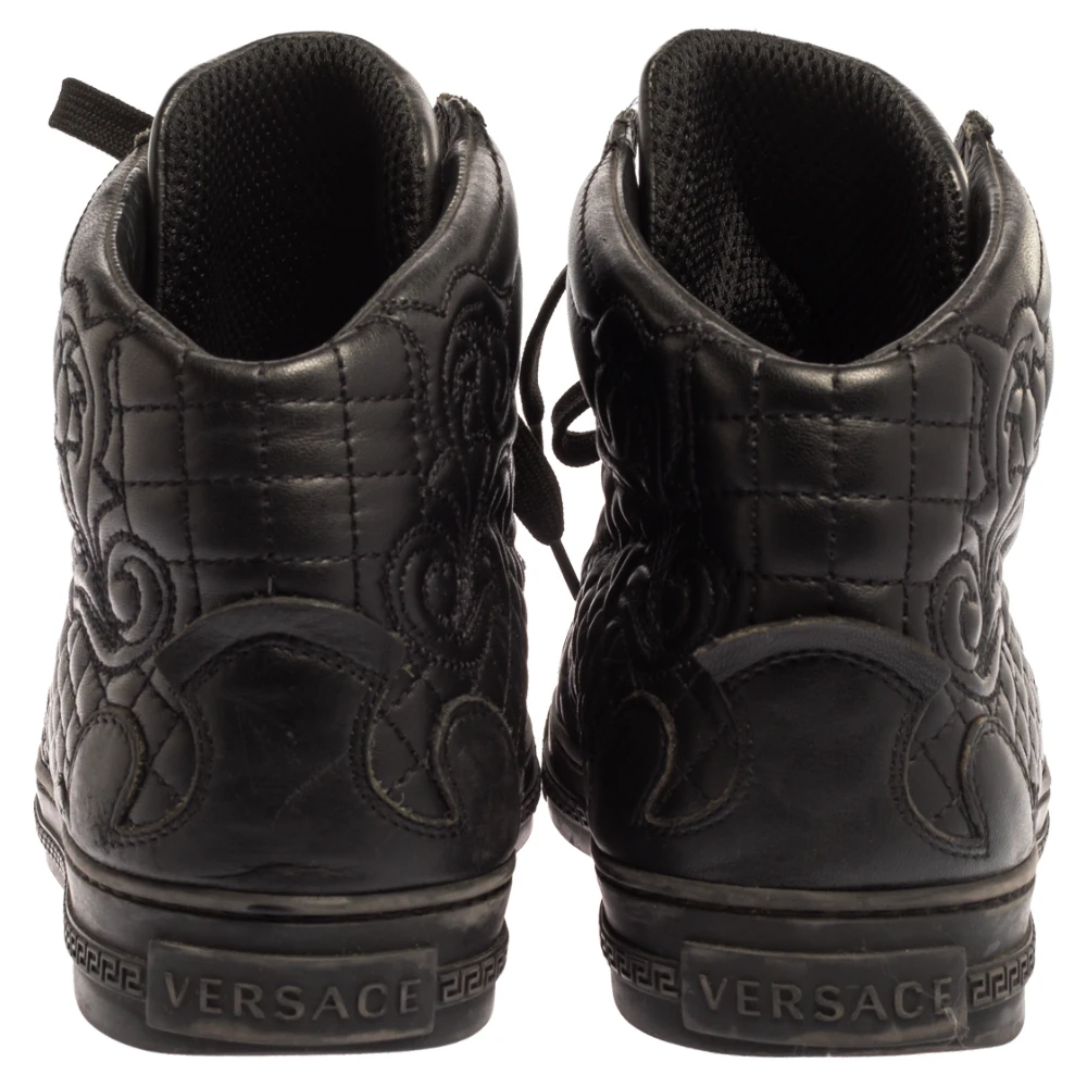 Versace Black Embroidered Leather Medusa High Top Sneakers Size 43 For Men 5 Versace Black Embroidered Leather Medusa High Top Sneakers Size 43 For Men - Image 5