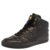 Versace Black Embroidered Leather Medusa High Top Sneakers Size 43 For Men