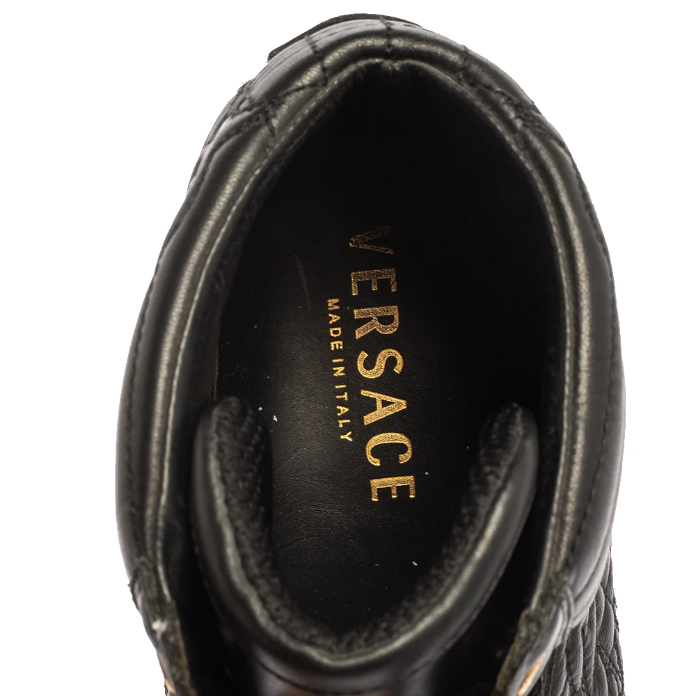 Versace Black Embroidered Leather Medusa High Top Sneakers Size 43 For Men 7 Versace Black Embroidered Leather Medusa High Top Sneakers Size 43 For Men - Image 7