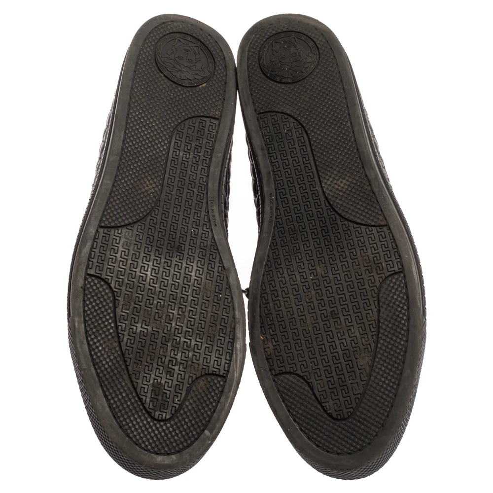 Versace Black Embroidered Leather Medusa High Top Sneakers Size 43 For Men 6 Versace Black Embroidered Leather Medusa High Top Sneakers Size 43 For Men - Image 6