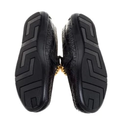 Versace Black Croc Embossed Leather Medusa Loafers Size 45 For Men -Versace Official Website luxury men versace used shoes p352228 002