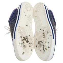 Versace Blue Suede Studded Medusa Low Top Sneakers Size 44.5 For Men -Versace Official Website luxury men versace used shoes p352319 001