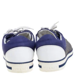 Versace Blue Suede Studded Medusa Low Top Sneakers Size 44.5 For Men -Versace Official Website luxury men versace used shoes p352319 003