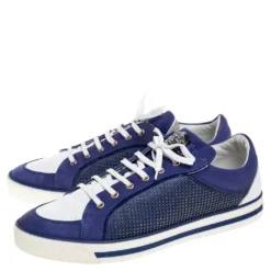 Versace Blue Suede Studded Medusa Low Top Sneakers Size 44.5 For Men -Versace Official Website luxury men versace used shoes p352319 006