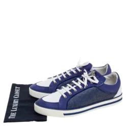 Versace Blue Suede Studded Medusa Low Top Sneakers Size 44.5 For Men -Versace Official Website luxury men versace used shoes p352319 009
