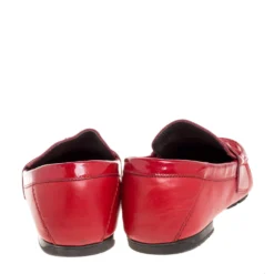 Versace Red Leather And Suede Medusa Detail Slip On Loafers Size 45 For Men -Versace Official Website luxury men versace used shoes p352325 001