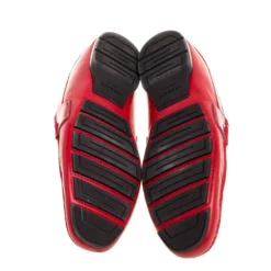 Versace Red Leather And Suede Medusa Detail Slip On Loafers Size 45 For Men -Versace Official Website luxury men versace used shoes p352325 002
