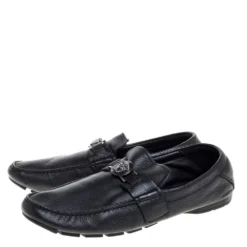 Versace Black Leather Medusa Loafers Size 44 For Men -Versace Official Website luxury men versace used shoes p352351 007