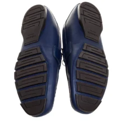 Versace Blue Logo Embossed Leather Medusa Loafers Size 45 For Men -Versace Official Website luxury men versace used shoes p352354 001