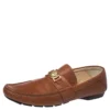 Versace Brown Leather Medusa Detail Slip On Loafers Size 46 For Men