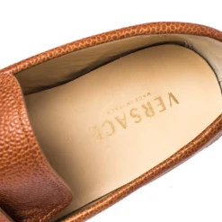 Versace Brown Leather Medusa Detail Slip On Loafers Size 46 For Men -Versace Official Website luxury men versace used shoes p352420 004