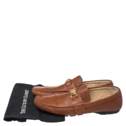 Versace Brown Leather Medusa Detail Slip On Loafers Size 46 For Men -Versace Official Website luxury men versace used shoes p352420 007