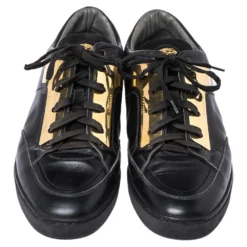 Versace Black Leather Medusa Low Top Sneakers Size 43 For Men -Versace Official Website luxury men versace used shoes p352442 002