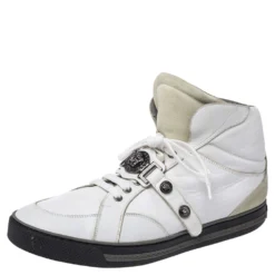 Versace White Leather Medusa High Top Sneakers Size 45 For Men